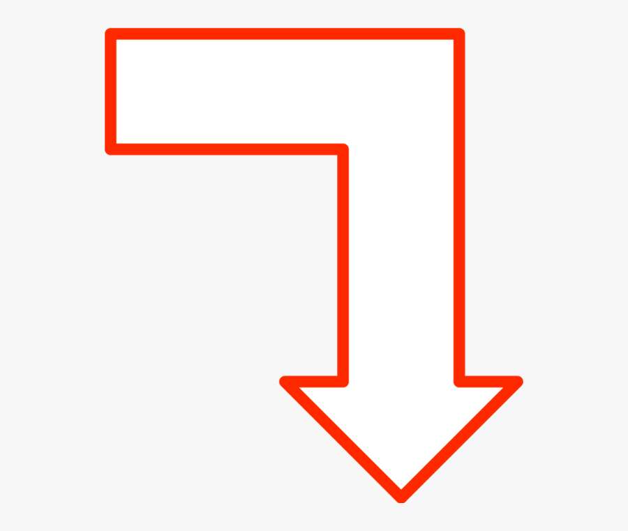 L Shape Arrow Pointing - Arrow Pointing Right And Down, Transparent Clipart