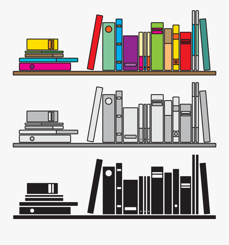 Transparent Bookshelves Clipart - Books On Shelf Vector, Transparent Clipart