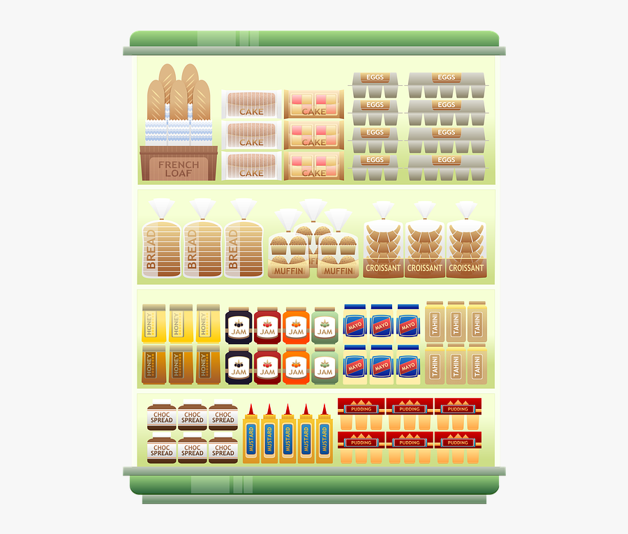 Supermarket Shelf, Products, Grocery, Egg, Bread - Supermarket Goods Shelf, Transparent Clipart