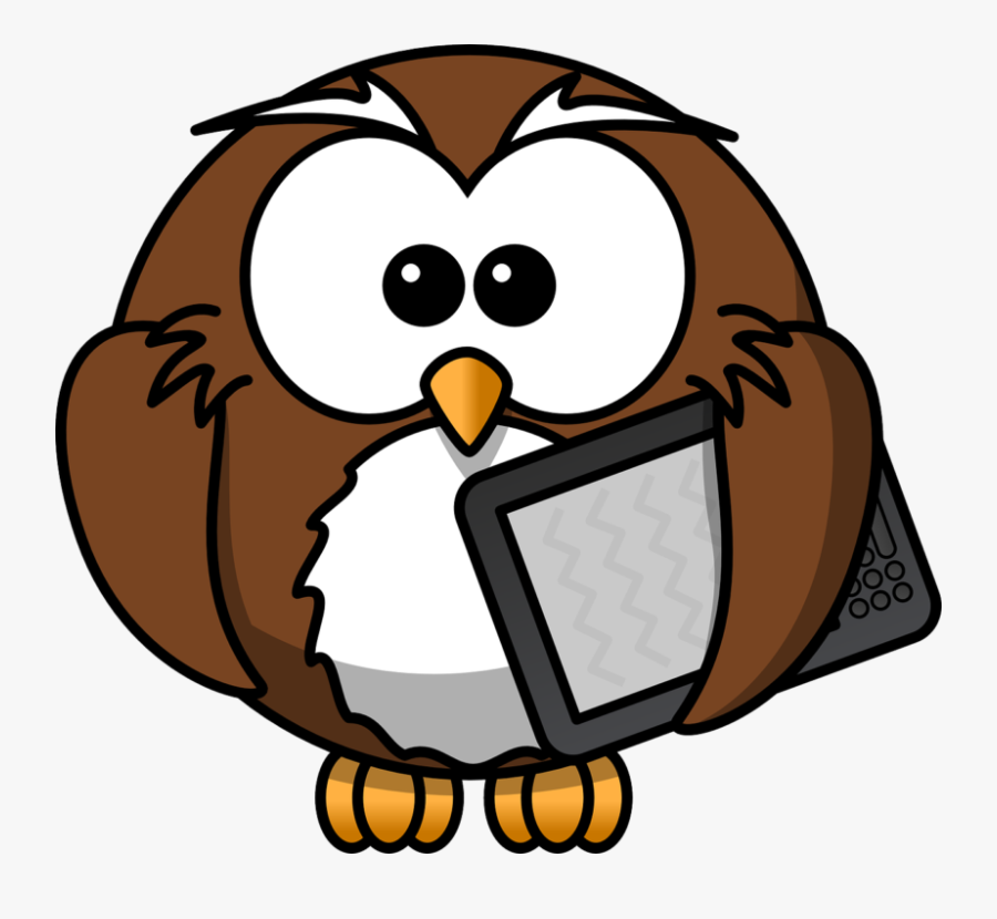 Owl, Animal, Bird, Book, E-book, Funny, Kindle, Reader - Cartoon Owl No Background, Transparent Clipart