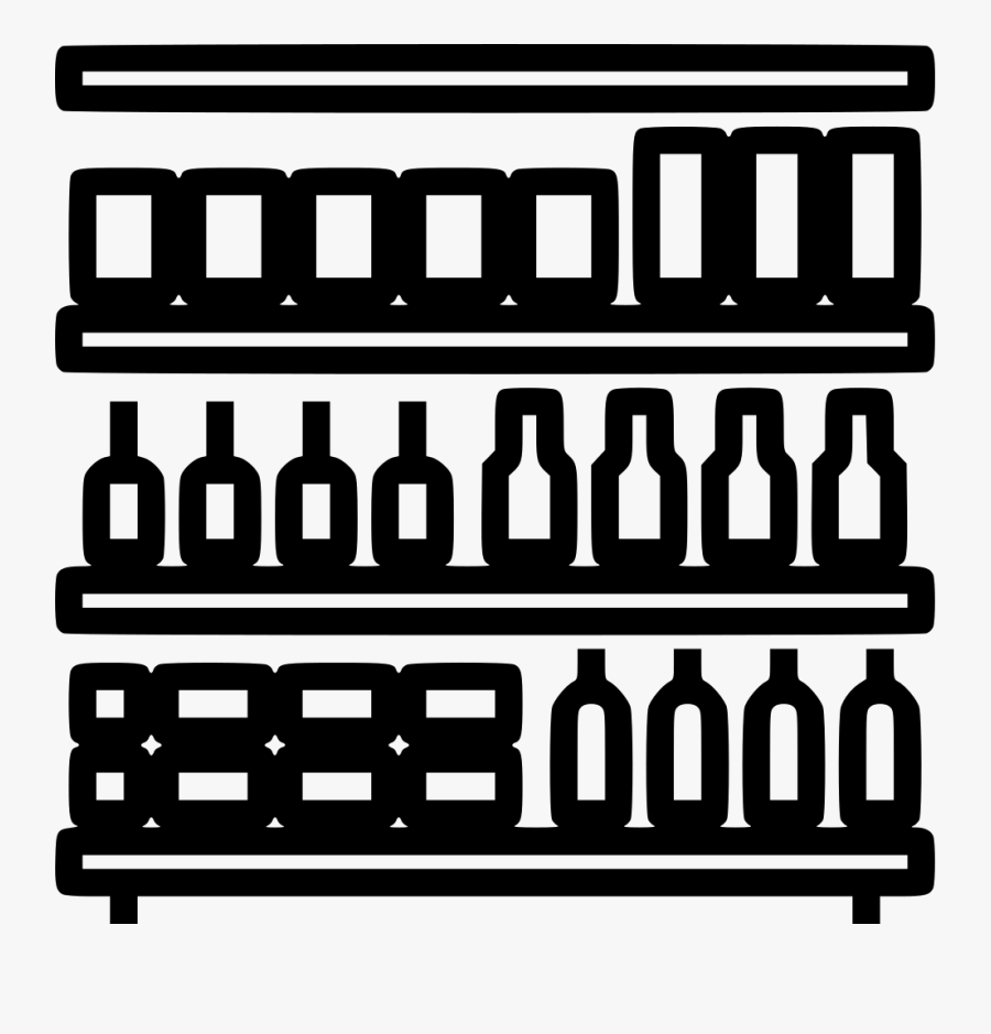 Transparent Bookshelf Clipart Black And White - Grocery Store Shelf Icon, Transparent Clipart