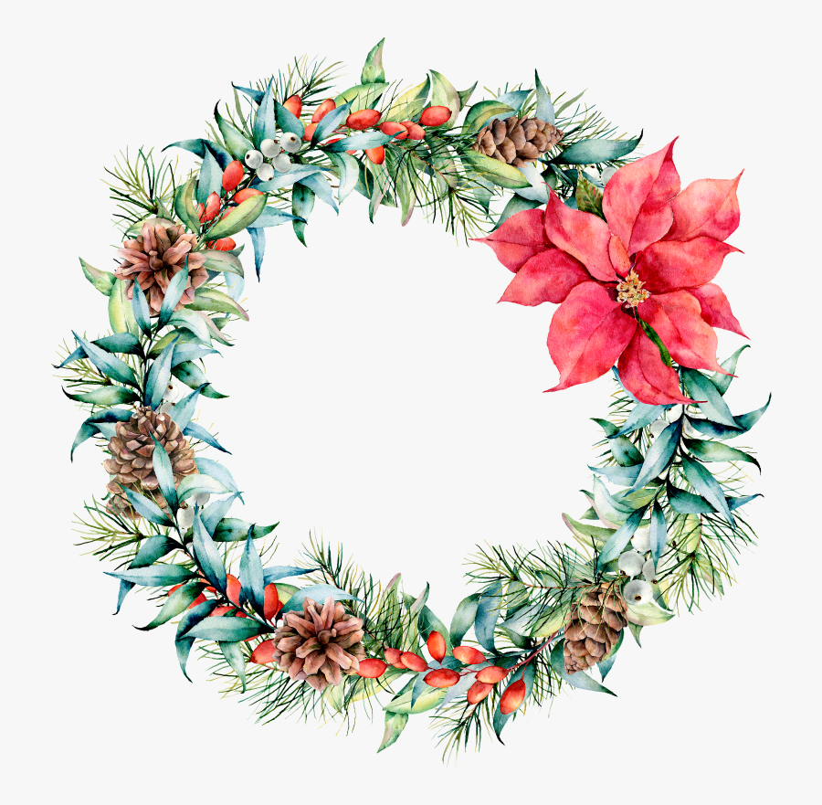 Watercolour Christmas Wreaths Kids, Transparent Clipart