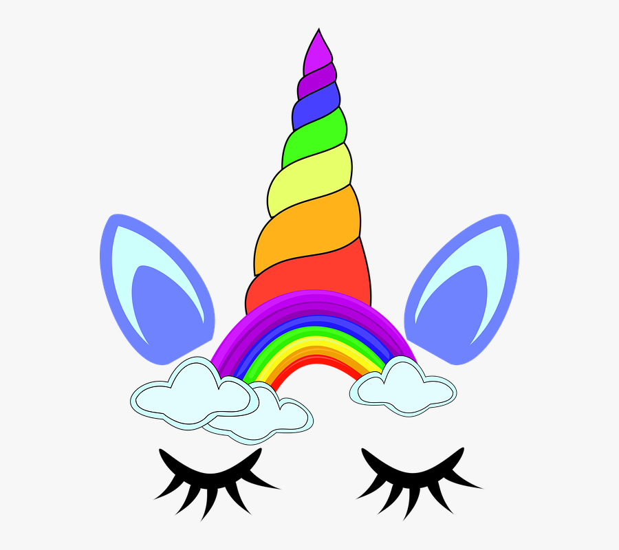 Unicorn, Unicorn Face, Rainbow, Cute, Pretty, Colorful - Rainbow Unicorn Horn Png, Transparent Clipart