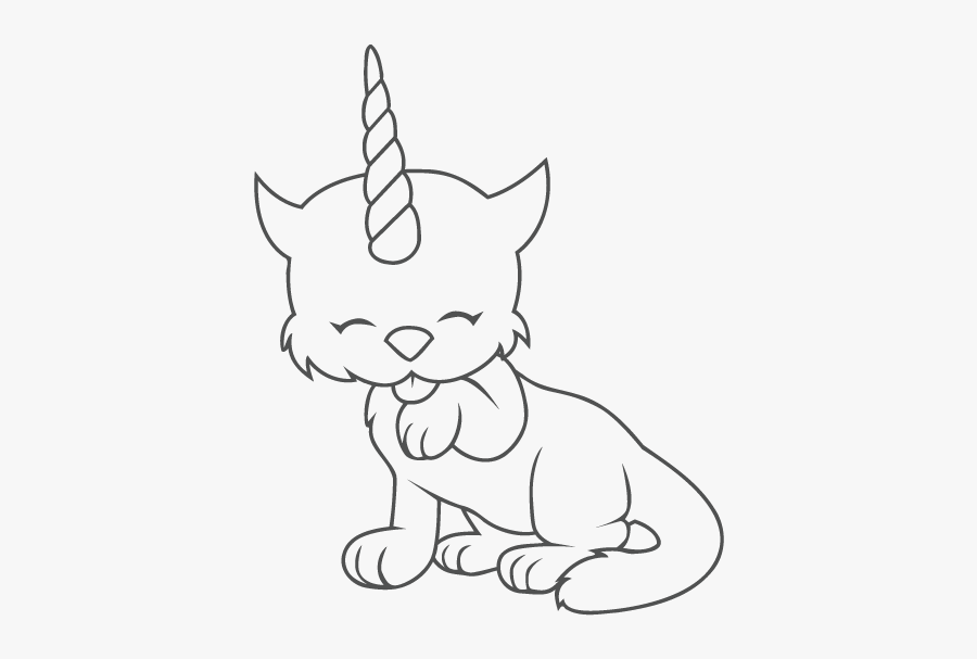 Unicorn Cat Clipart Black And White, Transparent Clipart