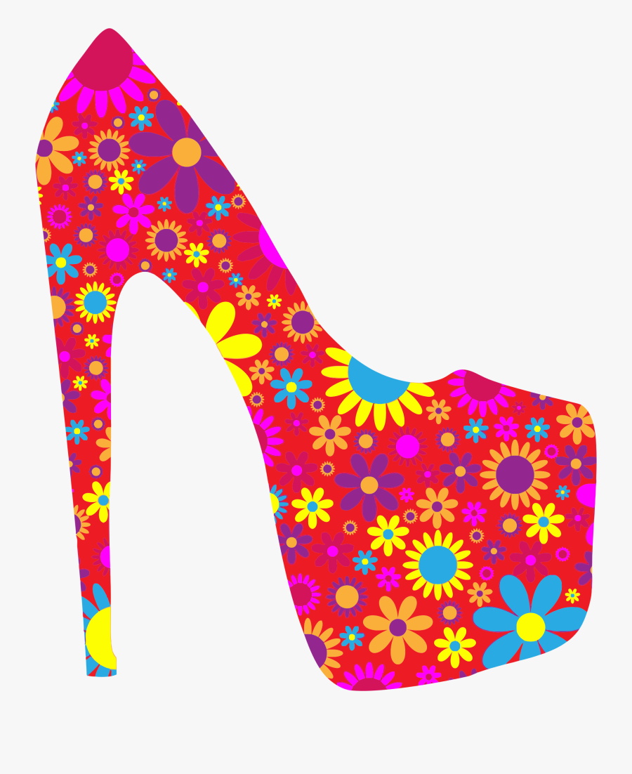 Retro Floral Big Image - Orange High Heels Transparent Clipart, Transparent Clipart