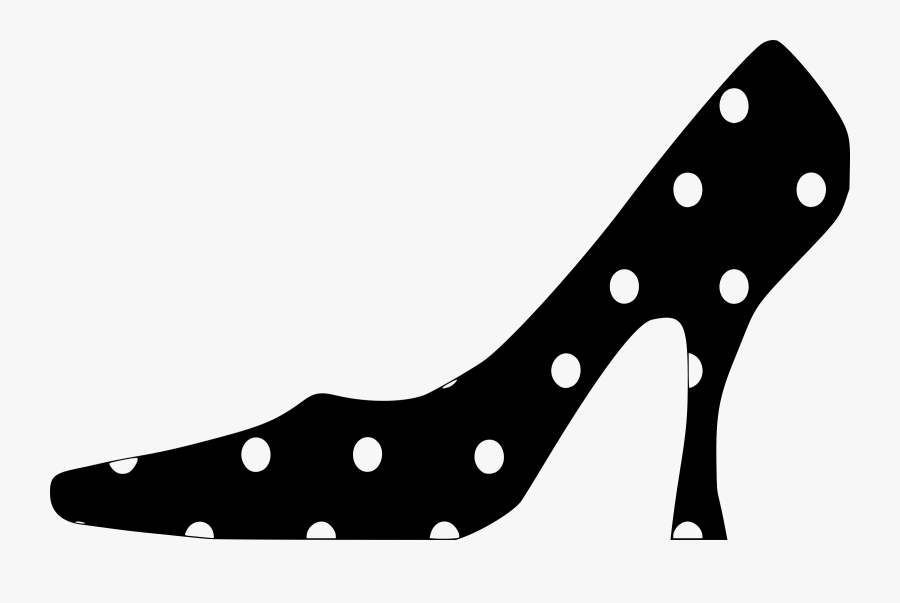 Blackandwhite,polka Dot,dancing Shoe - Silueta Zapato Animado Png, Transparent Clipart