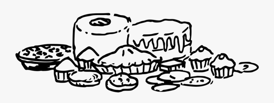 Bakery, Cake, Baking, Frosting, Pastry, Desserts - Pastries Black And White Png, Transparent Clipart