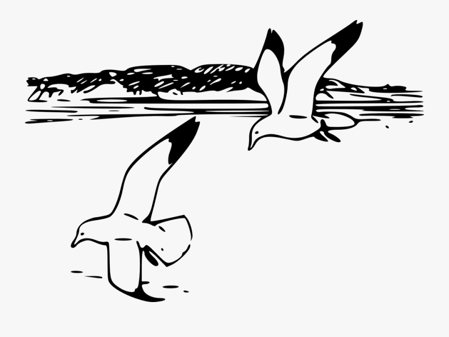 Windy Clipart Black And White - Gull Clipart Black And White, Transparent Clipart