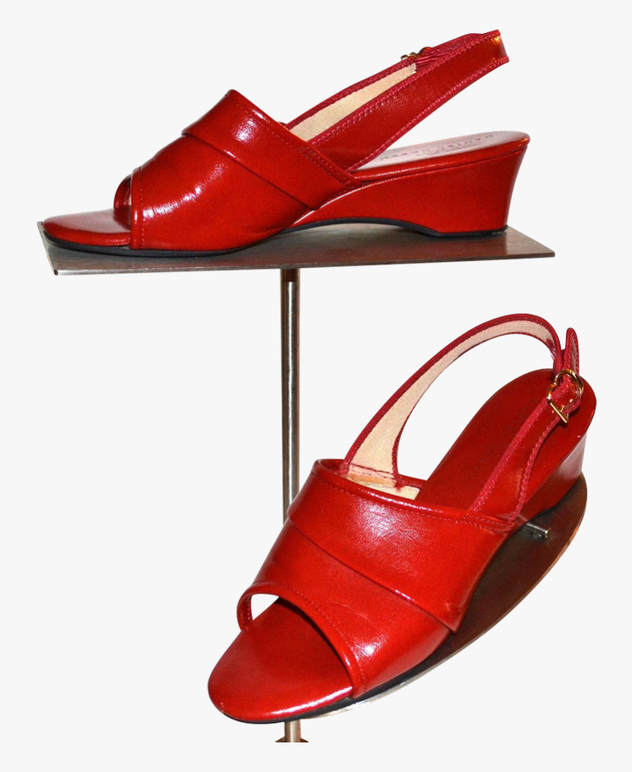 C1970s Daniel Green Cherry Red Slip On Slingback Vegan, Transparent Clipart