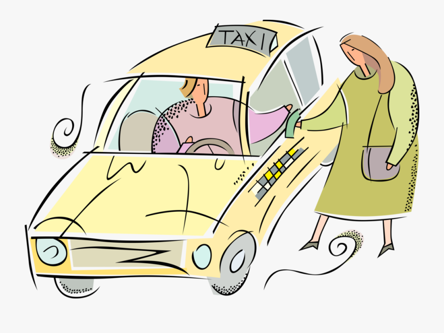 Motorist Drives Taxicab Vector - City Car, Transparent Clipart