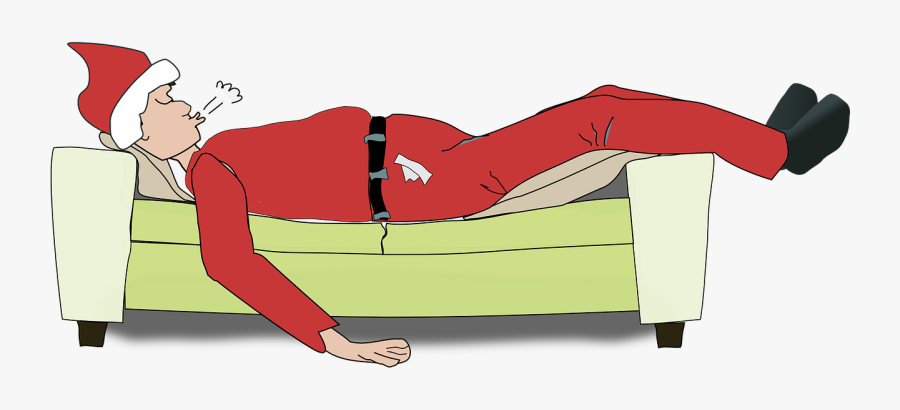 Nap Sleeping Sofa Tired Couch Christmas Outfit - Santa Sleeping Clipart, Transparent Clipart