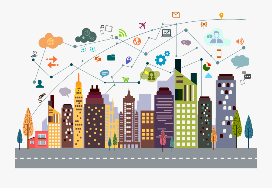 Building City Illustration Vector Internet Cityscape - Digital Design And Communication, Transparent Clipart