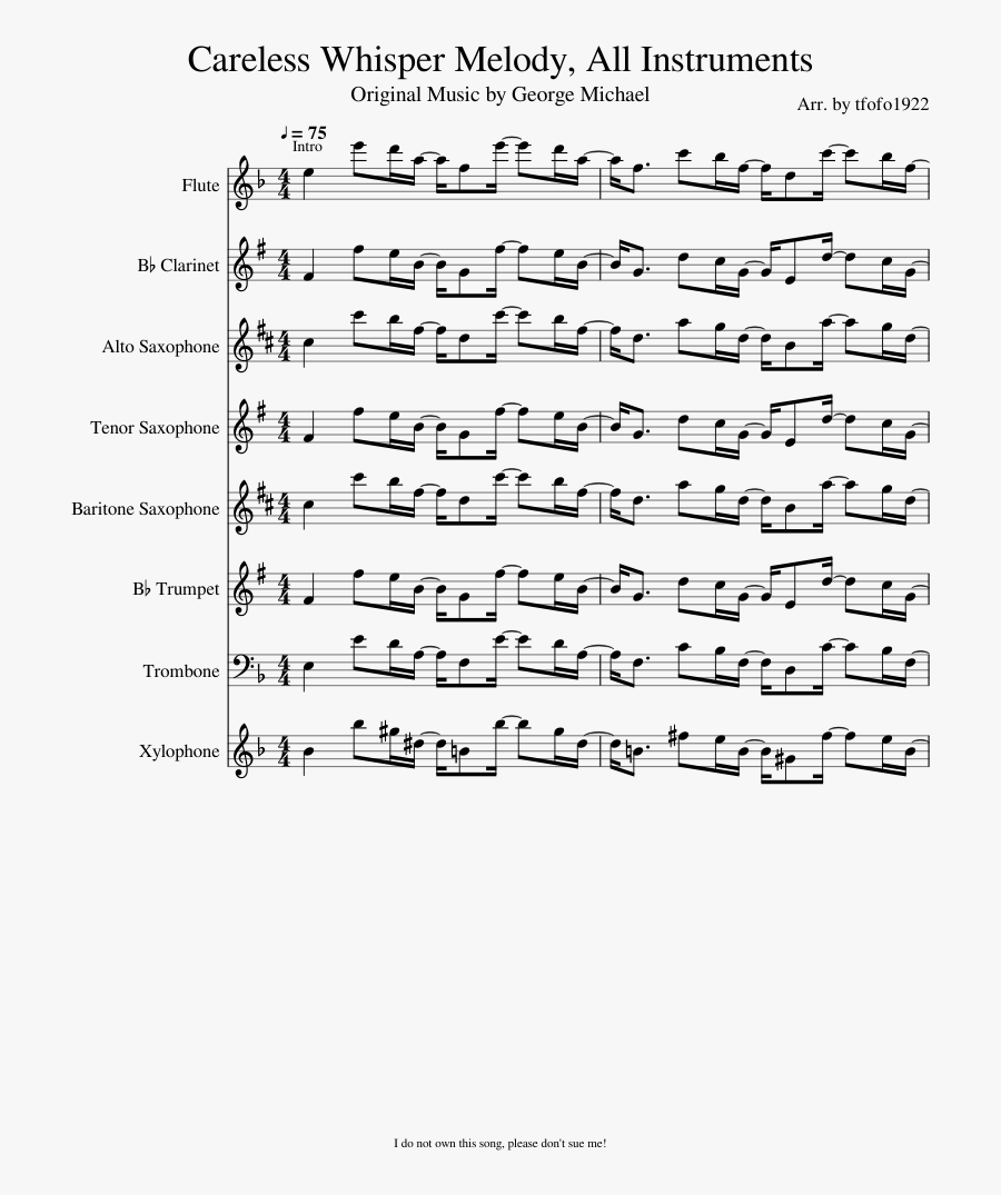 Clip Art Careless Whisper Flute - Careless Whisper Clarinet Melody, Transparent Clipart
