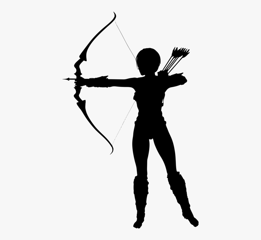 Bow And Arrow,compound Weapon,clip Art,ranged Weapon - Girl With Bow And Arrow Silhouette, Transparent Clipart