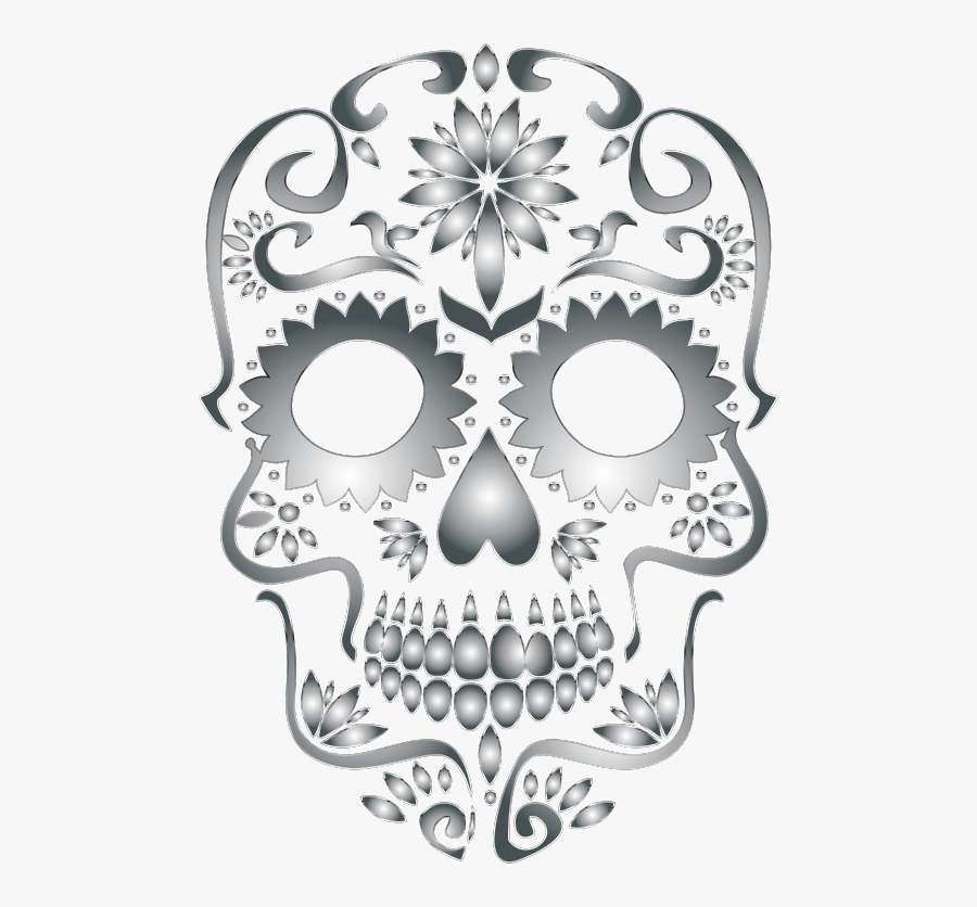 Transparent Skull Silhouette Png - Sugar Skull Clipart Png, Transparent Clipart