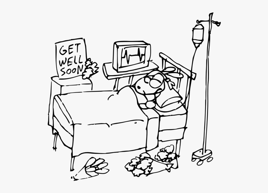Bob The Hamster, In A Coma - Hospital Patient Black And White Clipart, Transparent Clipart