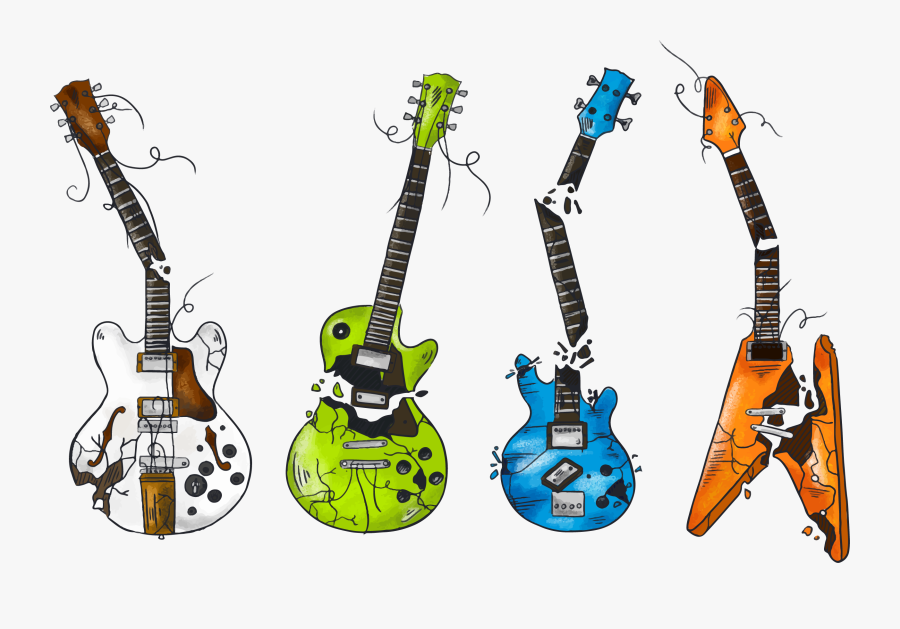 Guitar Broken Illustration Bass Ukulele Hq Image Free - Electric Guitar Broken Strings, Transparent Clipart