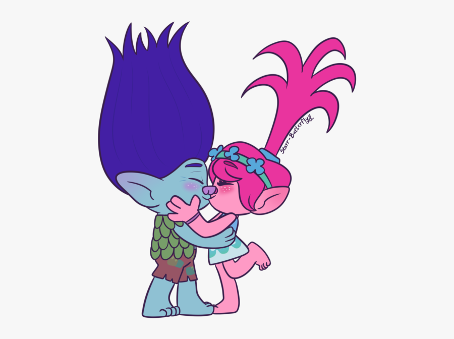 Trolls Kiss Clip Art - Troll Clip Art Poppy And Branch, Transparent Clipart