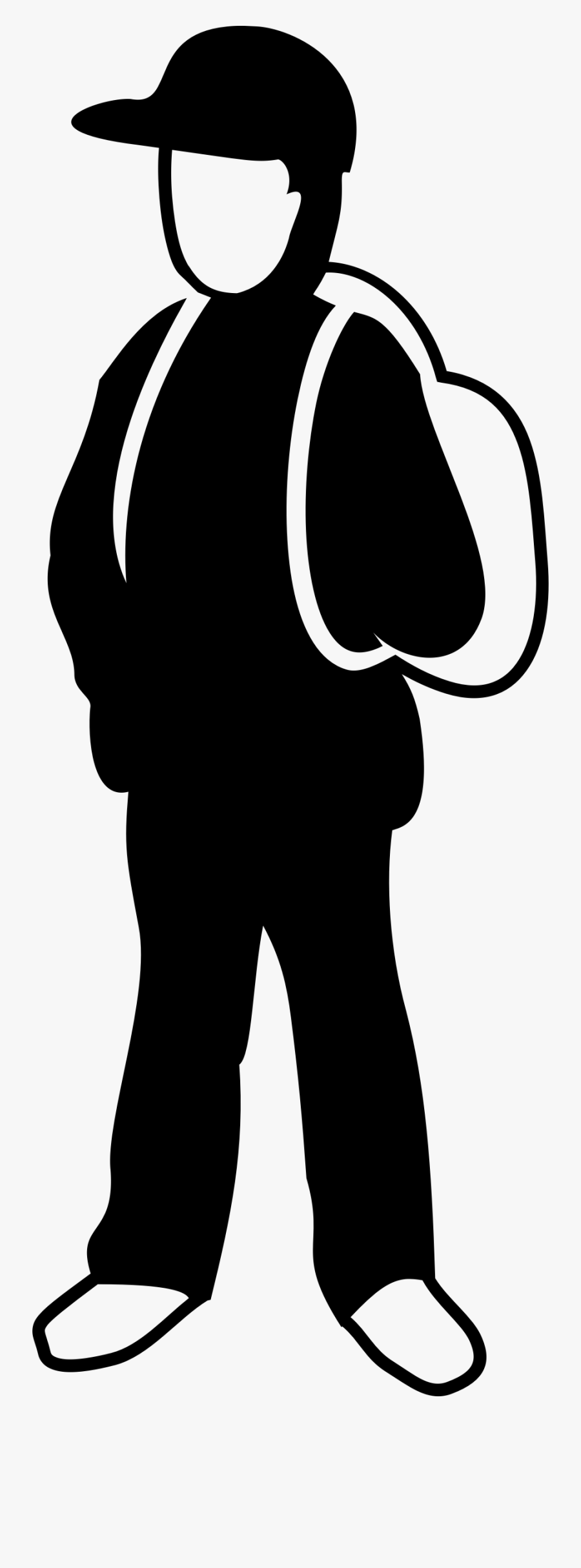 Simple Schoolkid Outline Graphic Library - Homem Com Mochila Png, Transparent Clipart