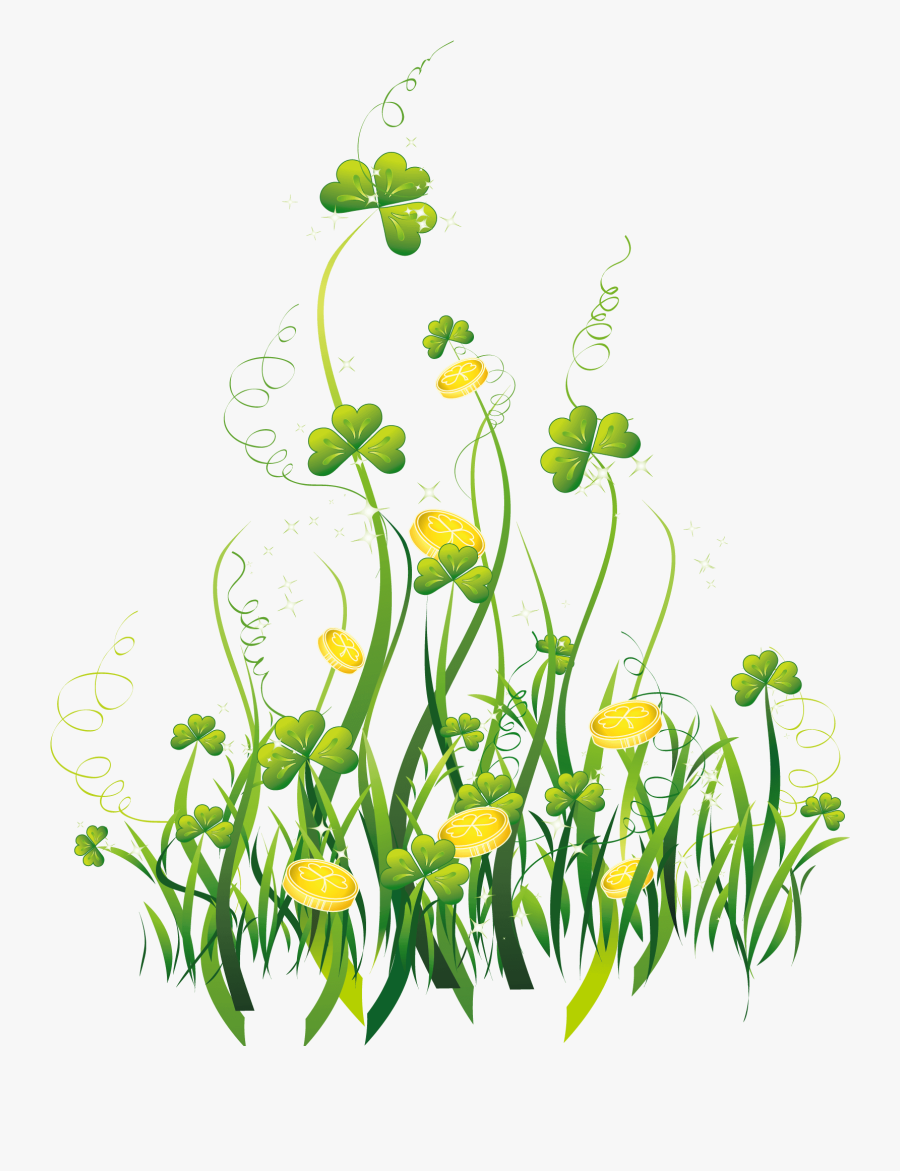 Stem,grass,clip Art,wildflower,flowering Plant,line - Shamrocks And Roses Png, Transparent Clipart