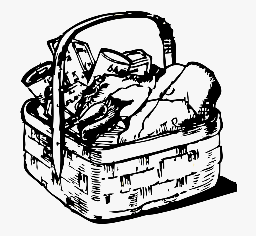 Basket Of Food Clip Art, Transparent Clipart