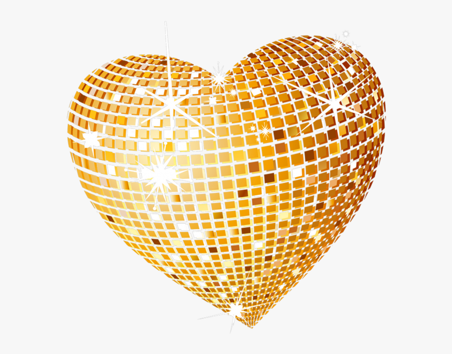 Gold Disco Heart Png Clipart Picture - Transparent Background Sparkle Heart, Transparent Clipart