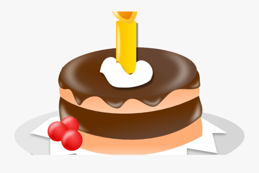 Transparent 75th Birthday Clipart - Birthday Cake With One Candle, Transparent Clipart