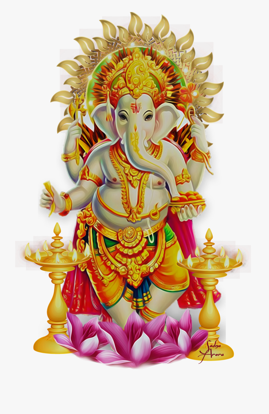 #ganesha #diwali #stickers By @sadna2018 #ganpati #dipawali - Laxmi Ganesh Png, Transparent Clipart