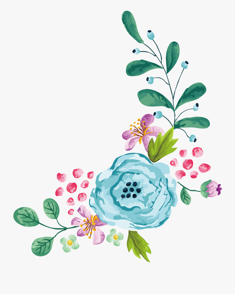 Garland Clipart Cartoon - Transparent Watercolor Flowers, Transparent Clipart