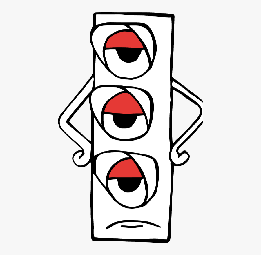 A Cartoon Red Traffic Light With An Indifferent Expression - Red Traffic Light Drawing, Transparent Clipart