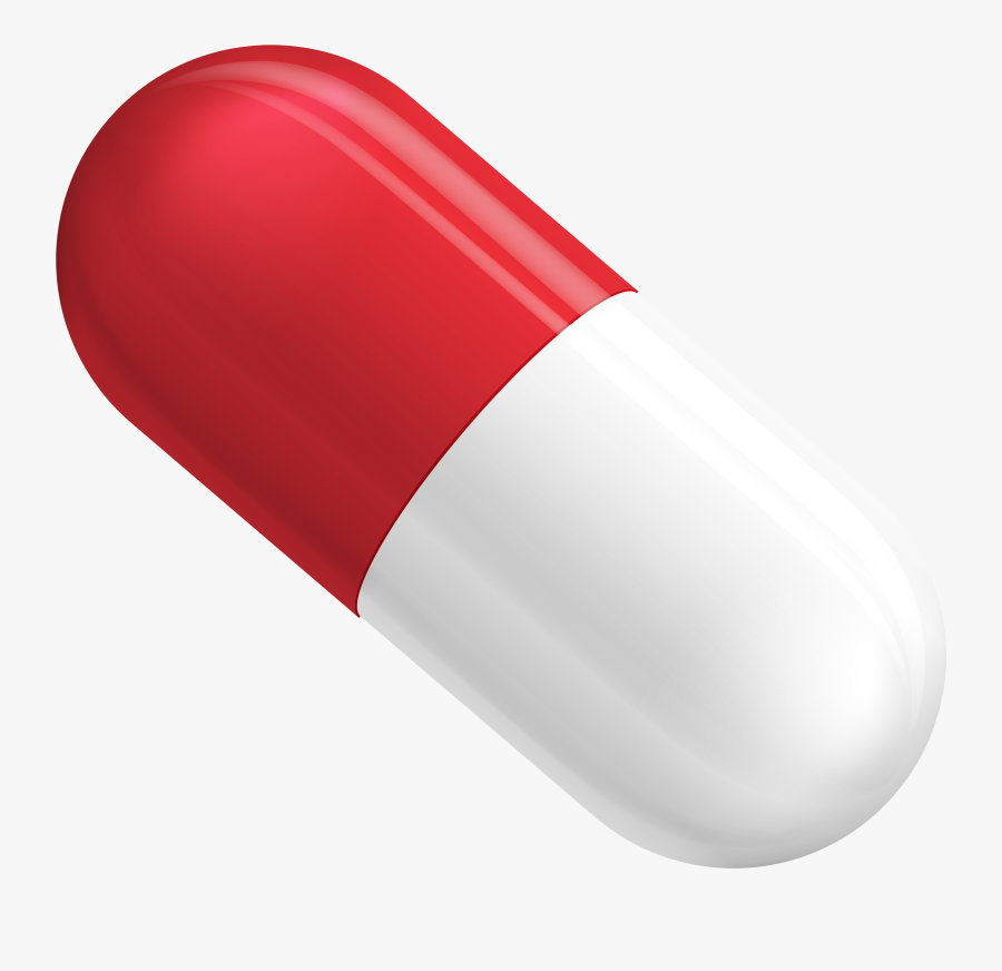 Red And White Pill Capsule Png Clipart - Pill Png, Transparent Clipart