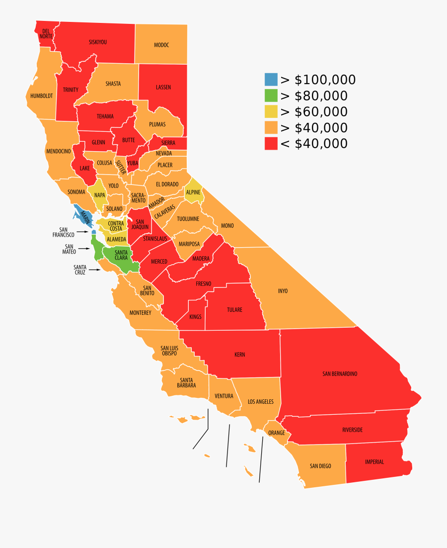 Clip Art Image Of California - 2016 Election Results By County California, Transparent Clipart