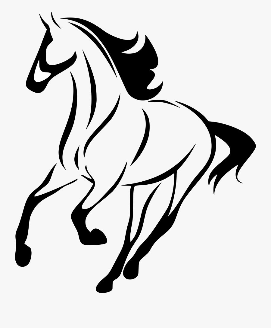 Mustang Horse Clipart - Horse Silhouette Line Art, Transparent Clipart