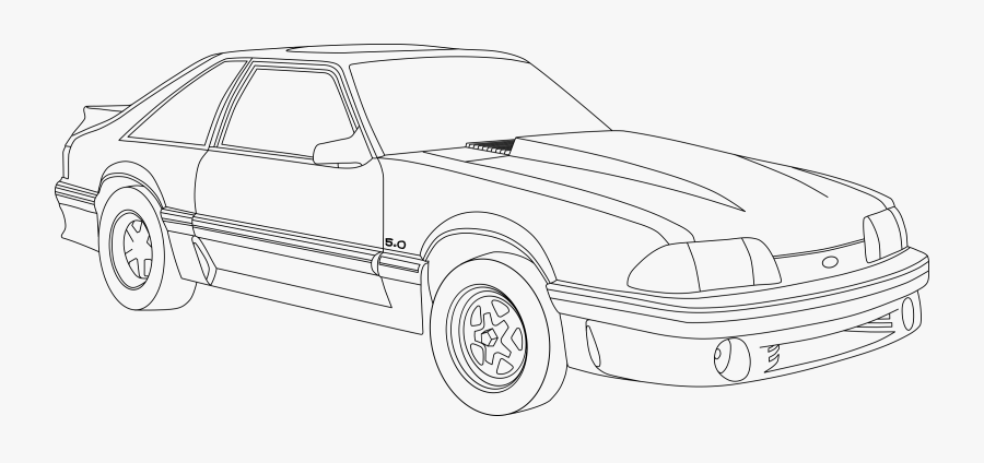 Line Art,automotive Exterior,compact Car - Drawn Gt Mustang Outline, Transparent Clipart