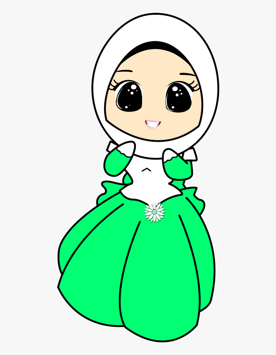 A Girl With A Skirt - Draw Muslim Girl Cartoon, Transparent Clipart