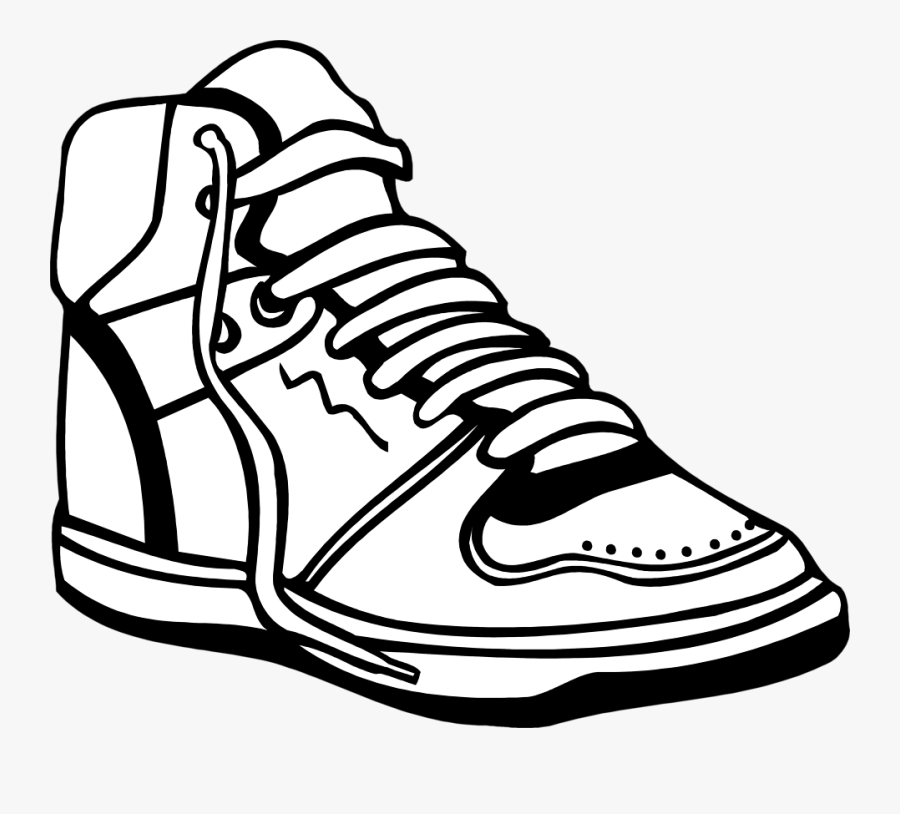 Black And White High Sneakers Clipart - Clipart Black And White Shoe, Transparent Clipart