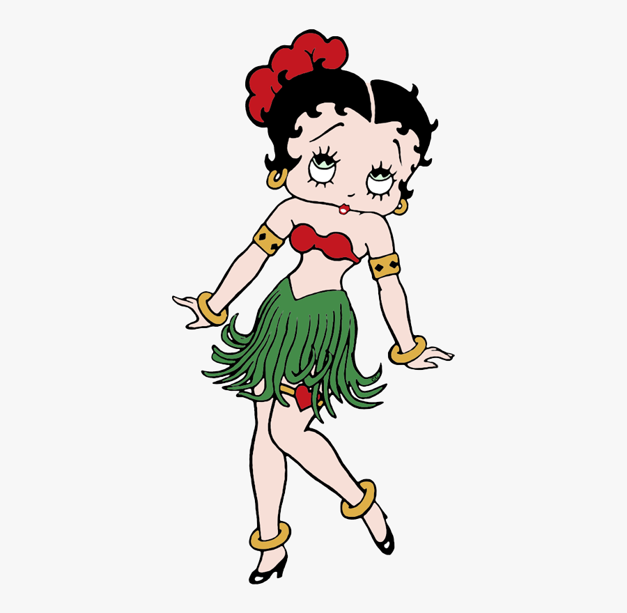 Pudgy Betty Boop Wearing Hawaiian Grass Skirt - Betty Boop Hawaii, Transparent Clipart