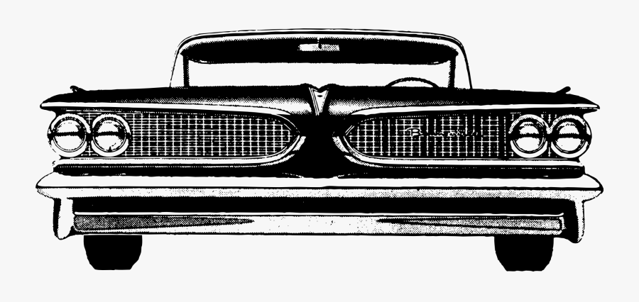 Vector Classic Car Clipart Black And White - Classic Car Front Clipart, Transparent Clipart