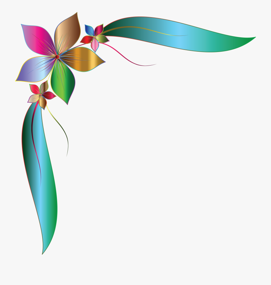 Free Clipart Of A Gradient Floral Corner Design Element - Corner Floral Design Png, Transparent Clipart