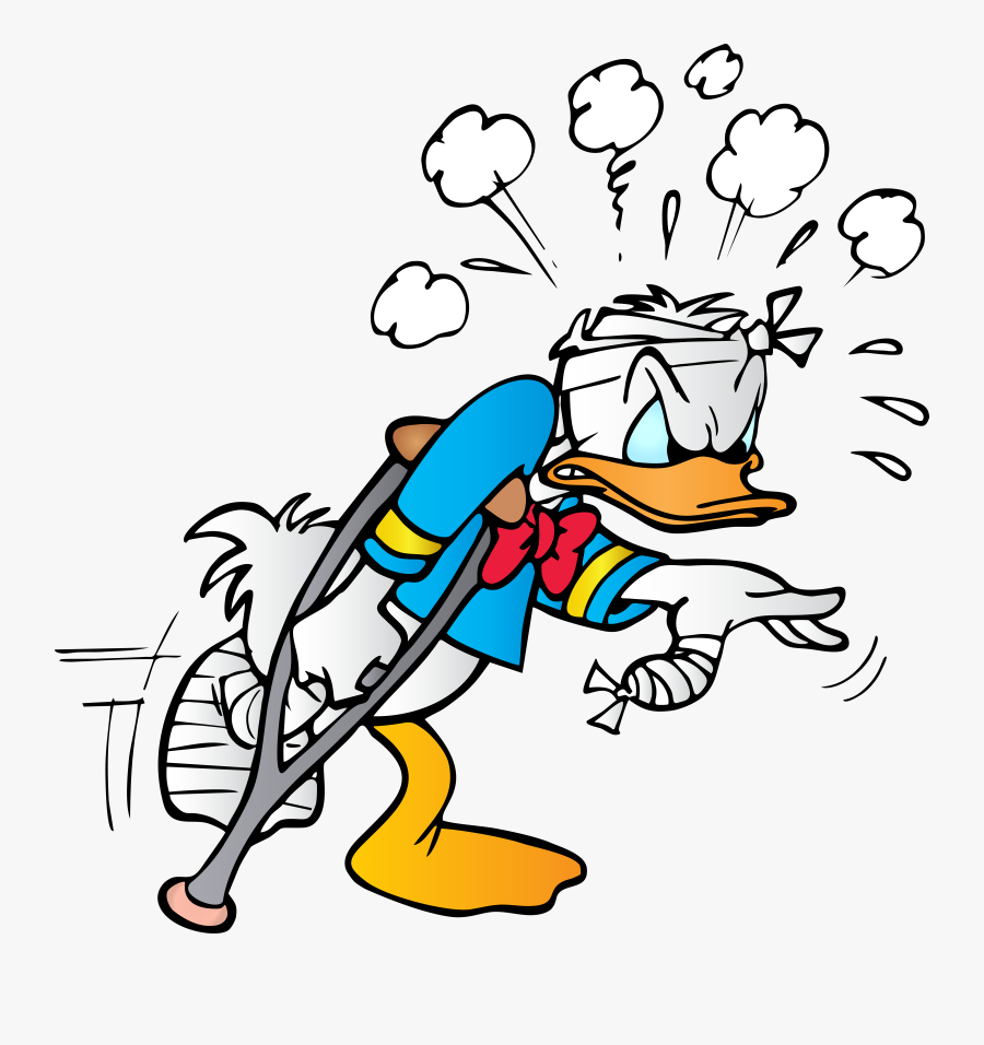 Donald Duck With Crutch Free Png Clip Art Imageu200b, Transparent Clipart