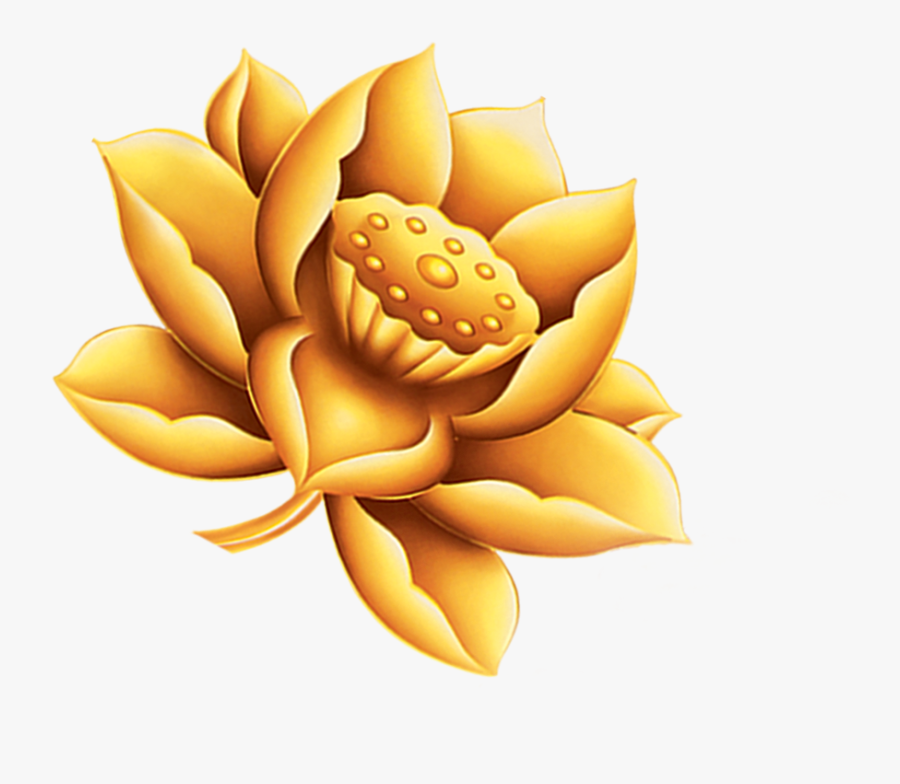 Lotus Clipart Simple - Golden Lotus Clear Background, Transparent Clipart