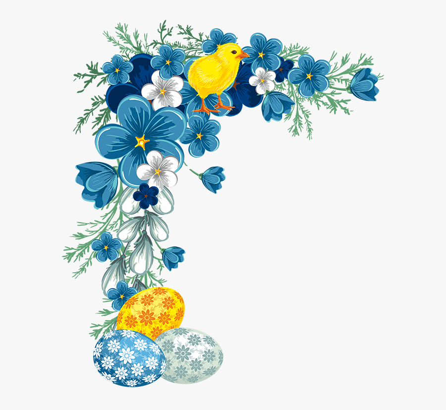 Easter Corner - Blue Flower Border Png, Transparent Clipart