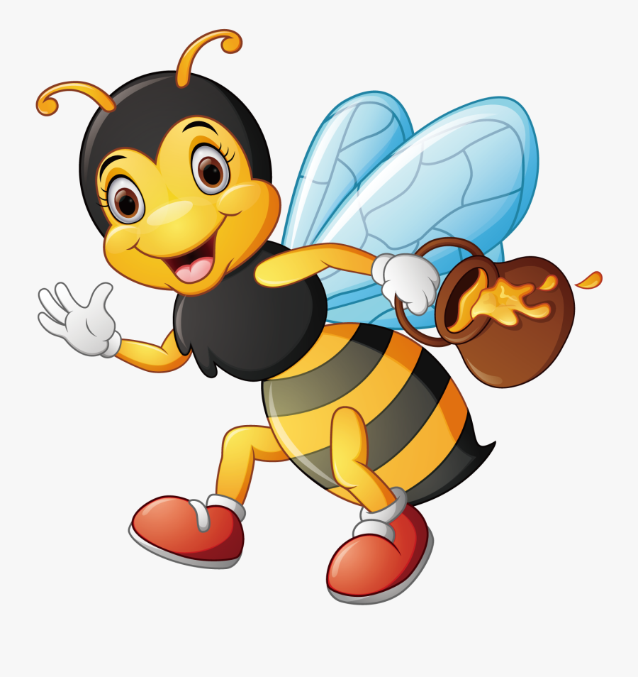 Clip Art Stock Cartoon Illustration Carrying Honey - Honey Bee Cartoon Png, Transparent Clipart