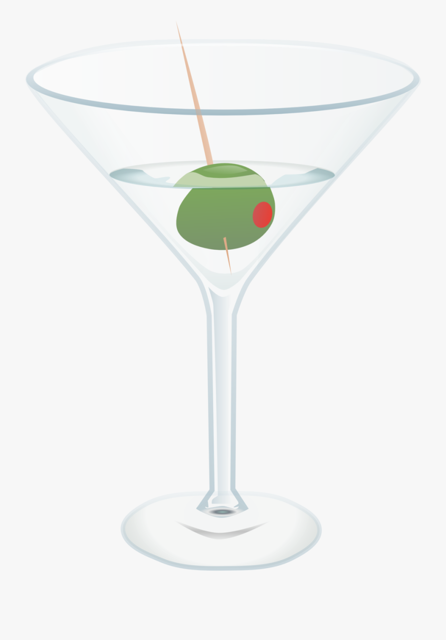 Non Alcoholic Beverage,champagne Stemware,cocktail - Martini Glass With Olive Png, Transparent Clipart