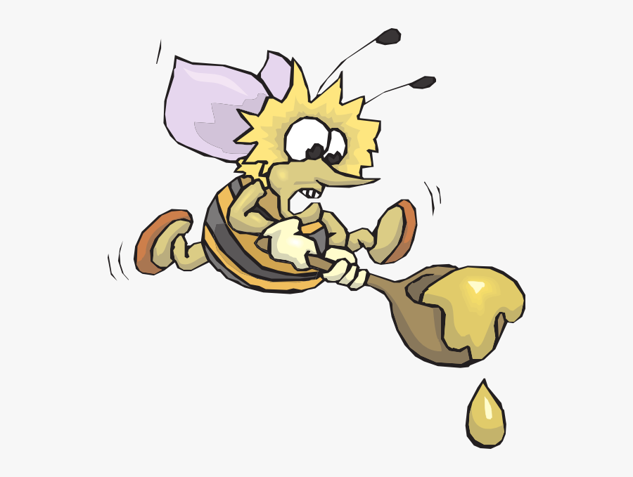 Bee Carrying A Spoon Of Honey Svg Clip Arts - Clip Art, Transparent Clipart