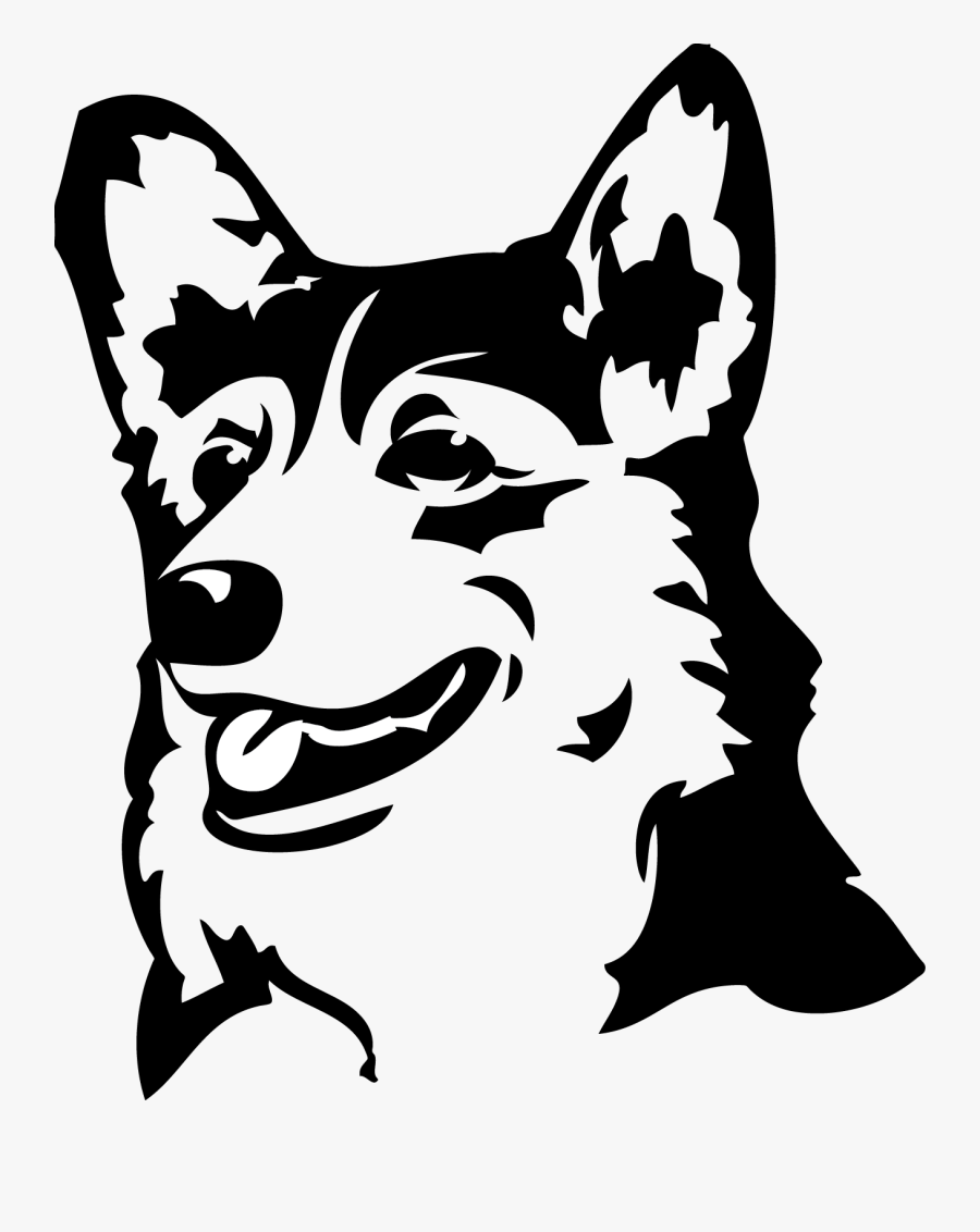 Stencil Animal, Dog Stencil, Corgi Tattoo, Pitbull - Corgi Clip Art Black And White, Transparent Clipart