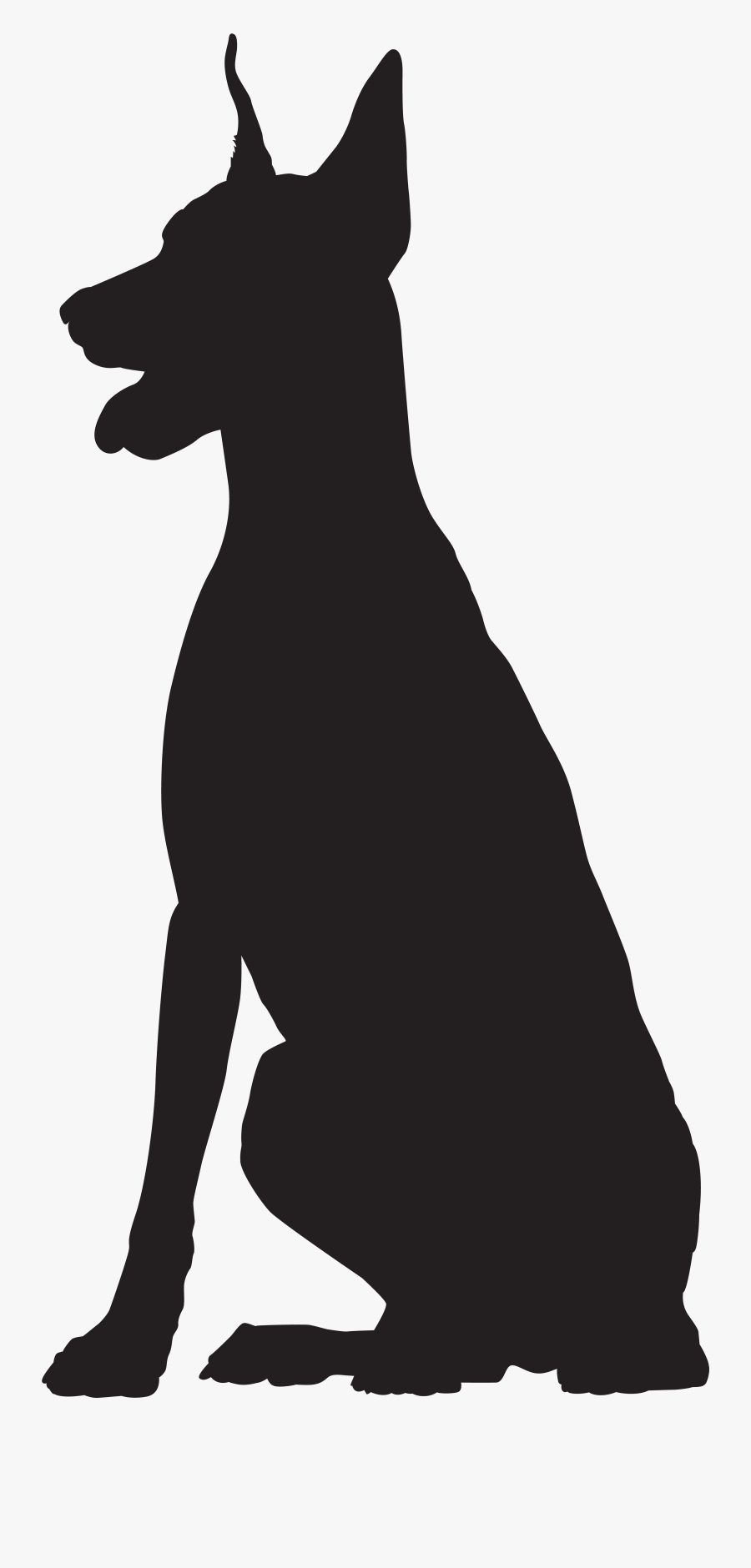 Dog Breed Black And White Snout - Great Dane Sitting Silhouette, Transparent Clipart