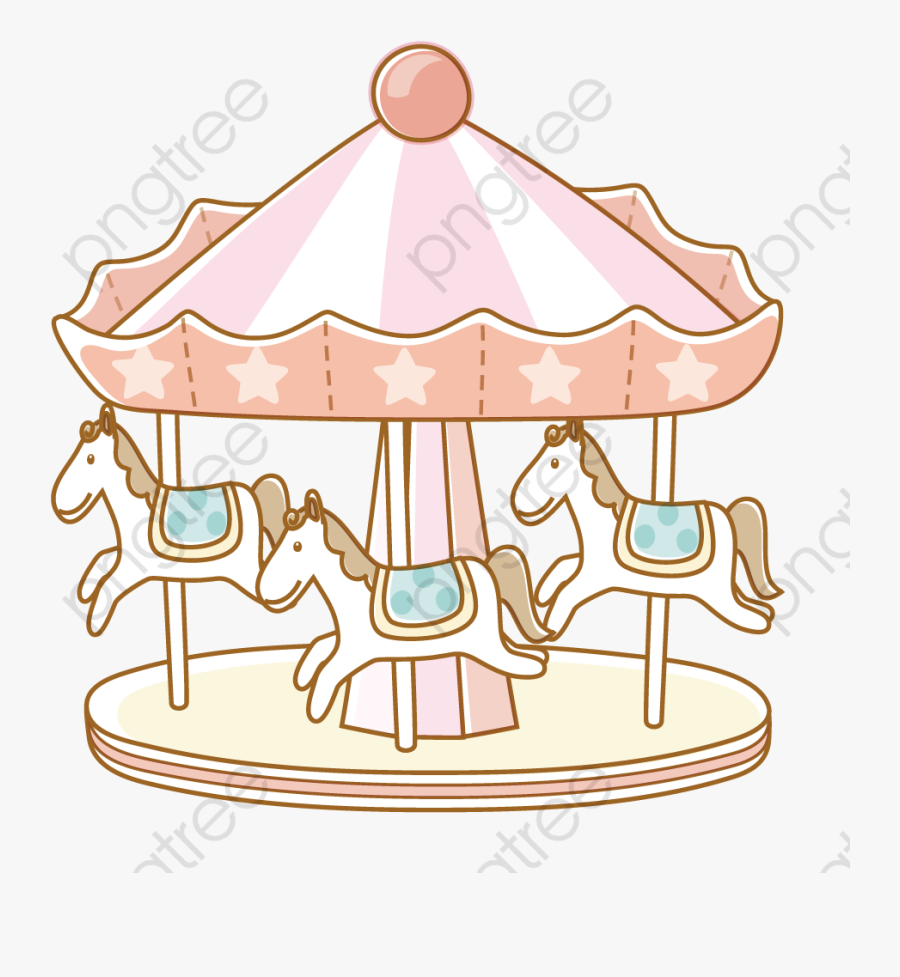Carousel, Amusement Park Equipment, Creative, Hand - 旋轉 木馬 卡通 圖案, Transparent Clipart