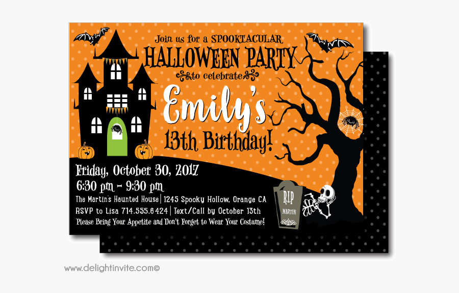 Halloween Birthday Party Invitations - Spooky Birthday Party Invitation, Transparent Clipart