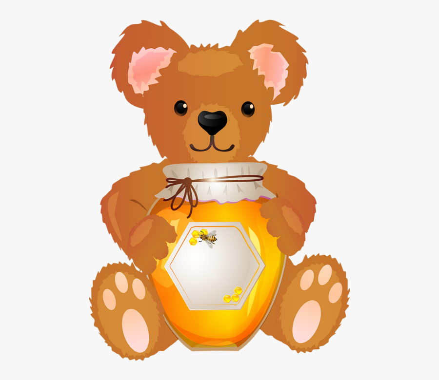 Ours Et Pot De Miel Png, Tube - صور كارتون دب العسل, Transparent Clipart